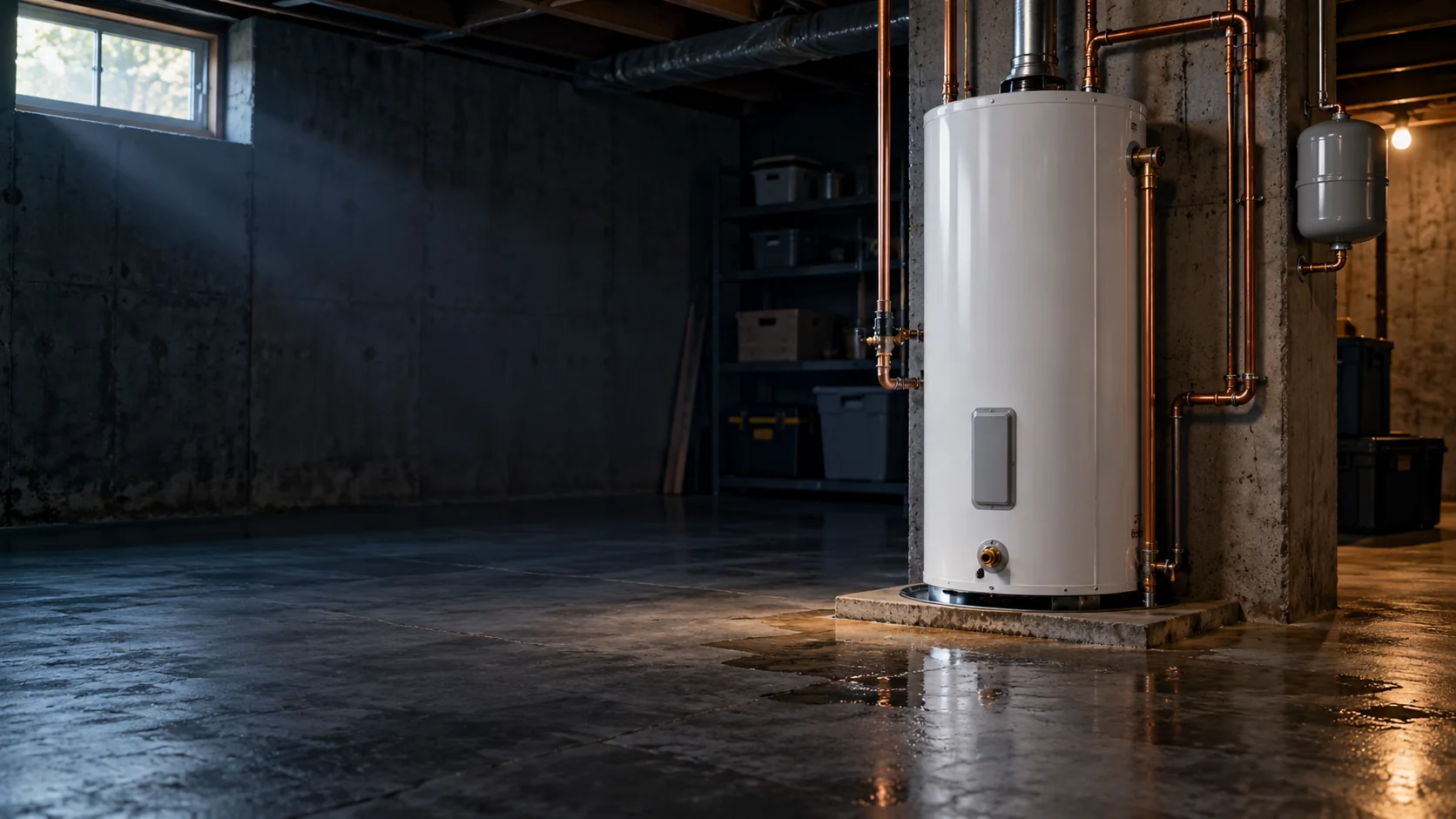 Water heater in a utility room ready for annual maintenance service